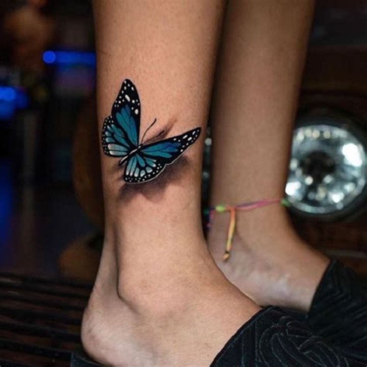 Ankle Blue Butterfly Tattoos firstjing