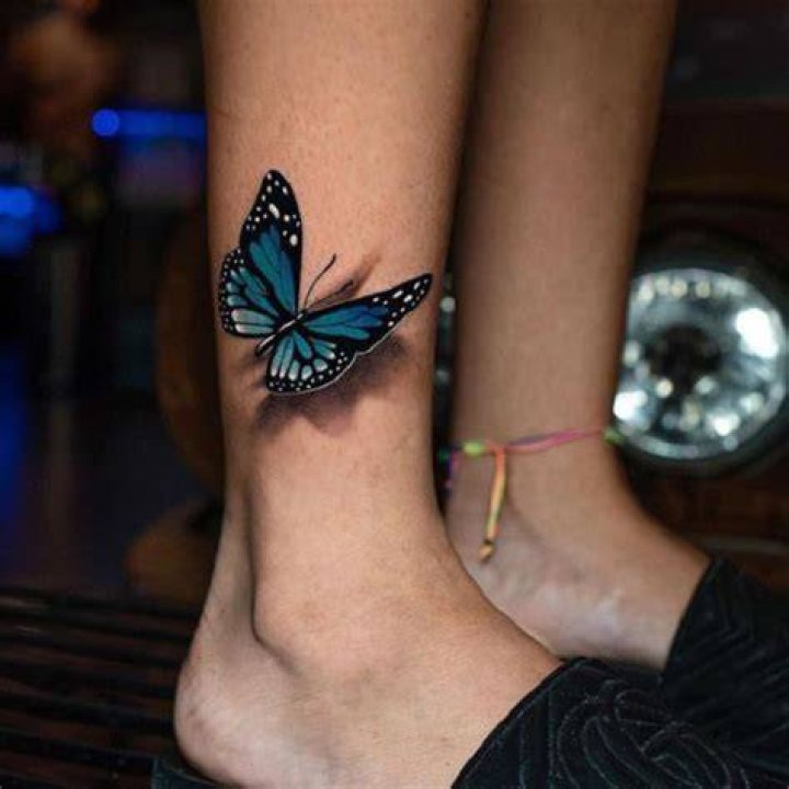 Ankle Blue Butterfly Tattoos maguimood