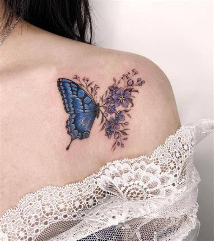 Back Blue Butterfly Tattoos angel_ctatt