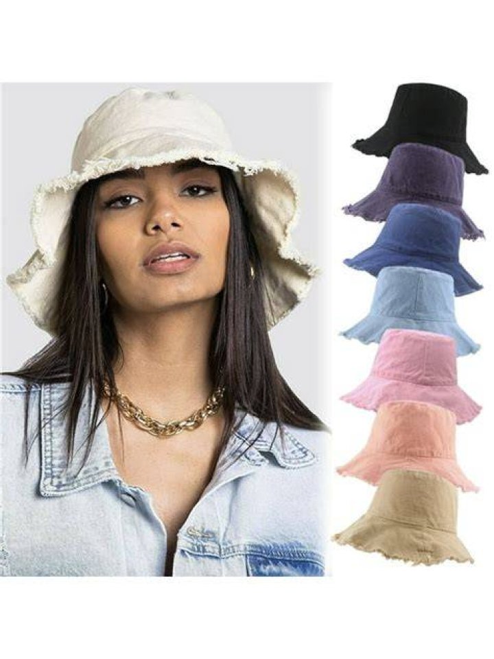 Bucket-Hat Distressed Cotton Beach Bucket Hat