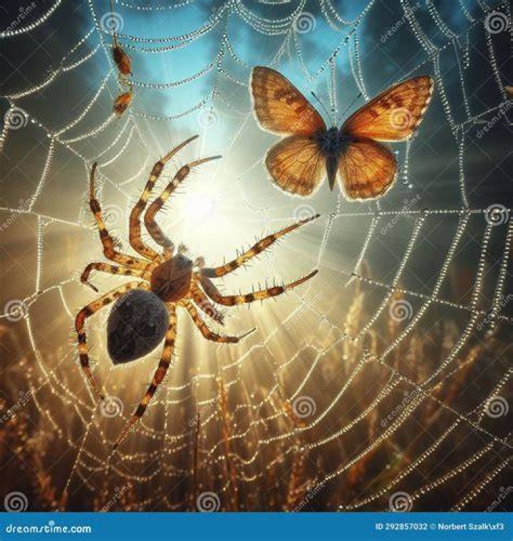 Butterfly On Spider Web
