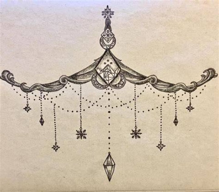 Chelsietattoo sternum chandelier tattoo