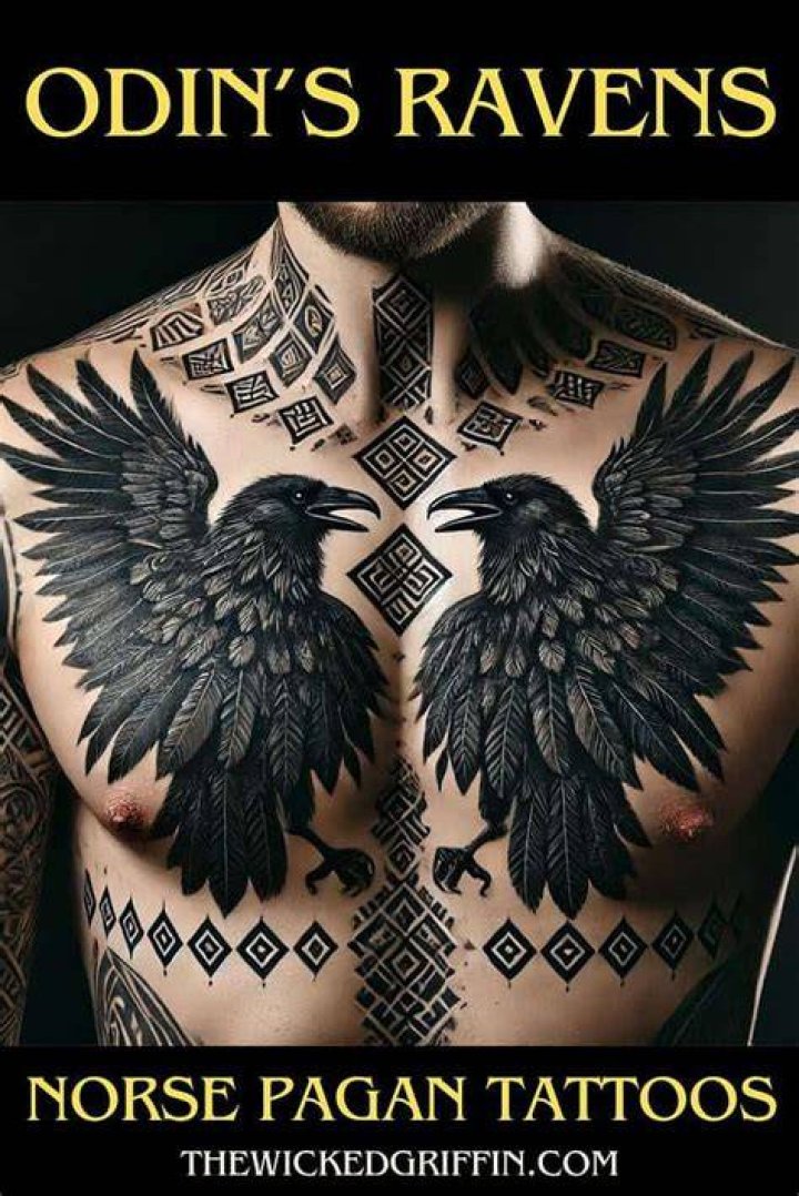 Creative Odins Ravens Tattoos For Men