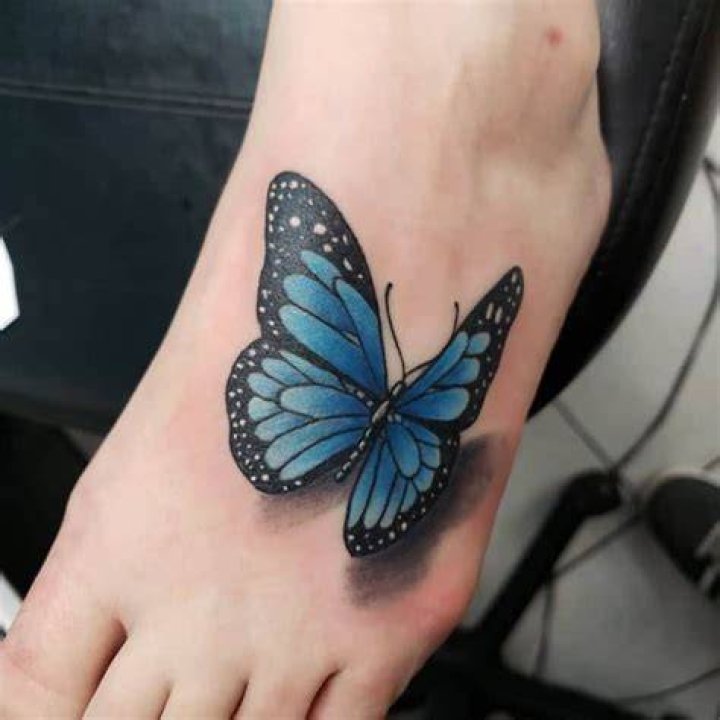 Foot Blue Butterfly Tattoos herenoevil