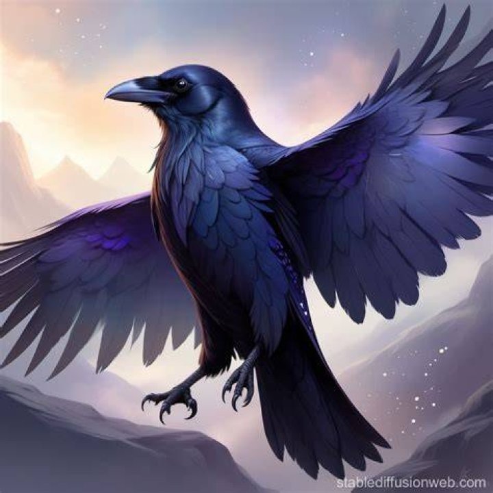 Grey Raven With Pretty Wings Pattern On Back For Guys