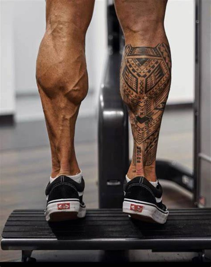 Guys Calves Navy Blue Black Raven Tattoo