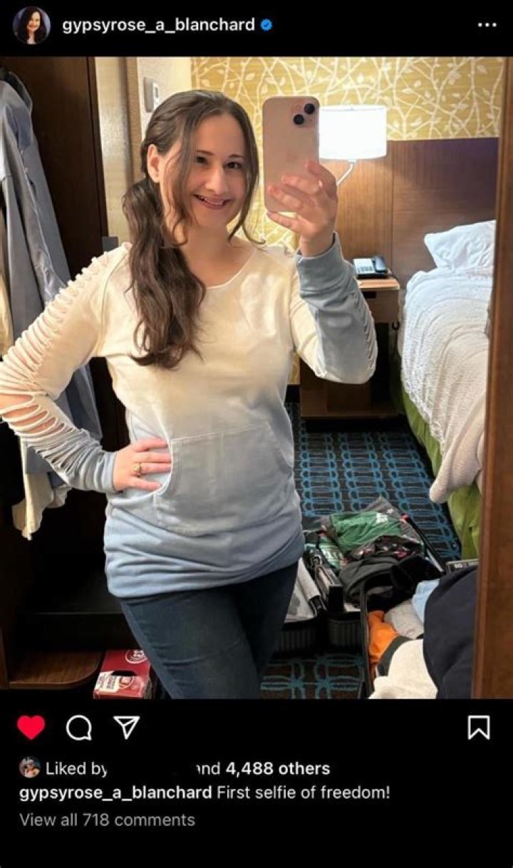Gypsy Rose Blanchard posts '1st selfie of freedom' after early release