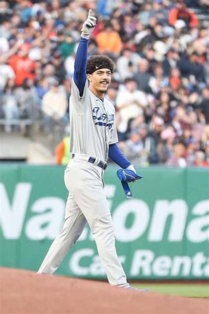 Miguel Vargas Giving Thumps Up To The Crowd In The Dodger Stadium During A Game In October 2022