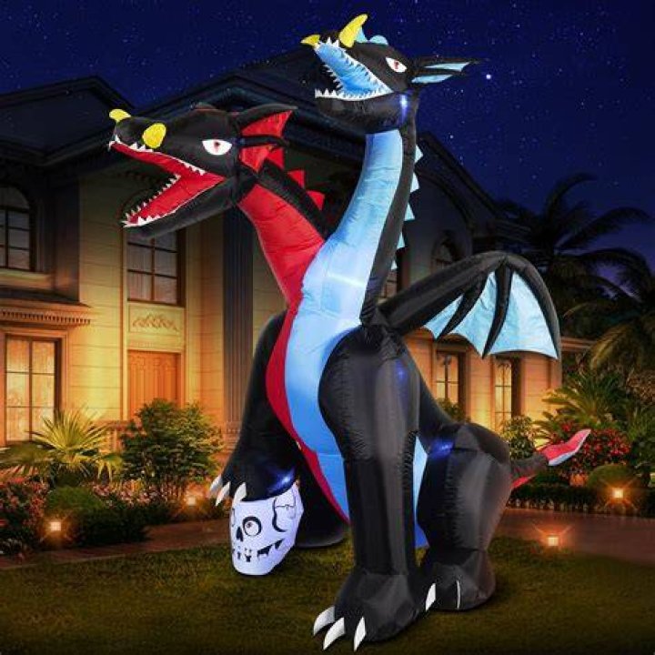 Moline man decorates yard with dragon inflatables