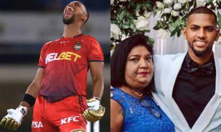 Nicholas Pooran with his mother