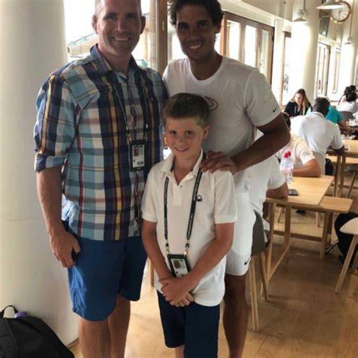 Phil Vickery With His Son Alongside Rafael Nadal
