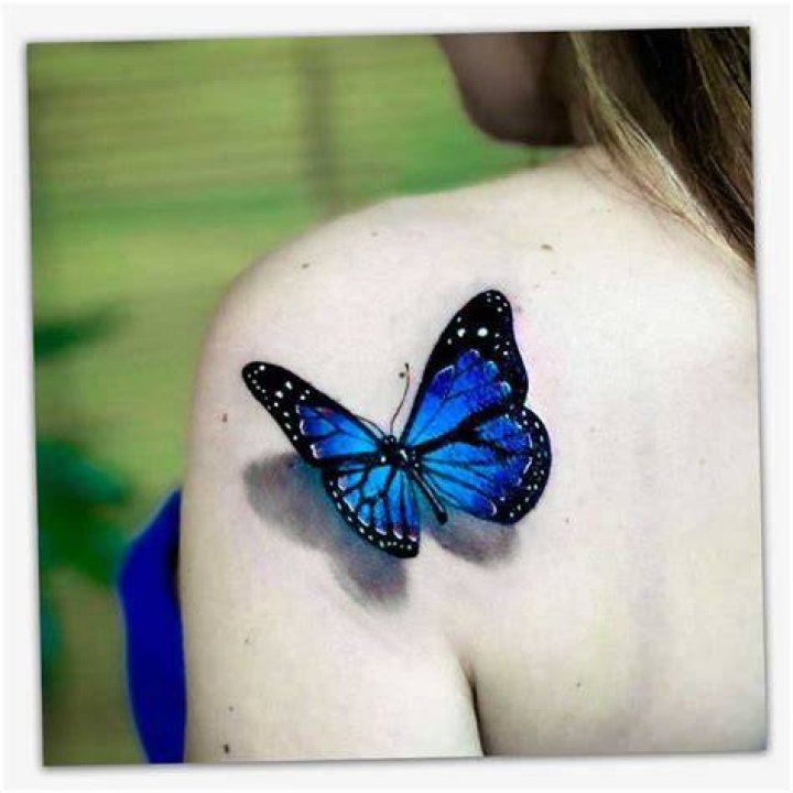 Realistic Blue Butterfly Tattoos goodman.tattoo