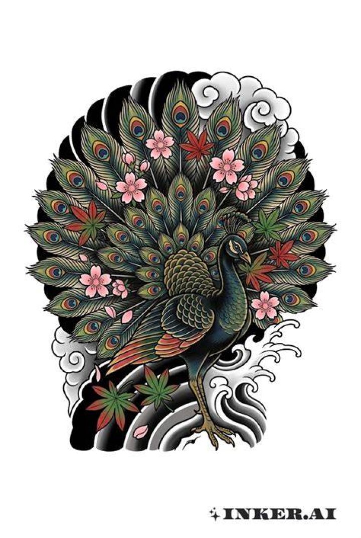Sakura Peacock Tattoo