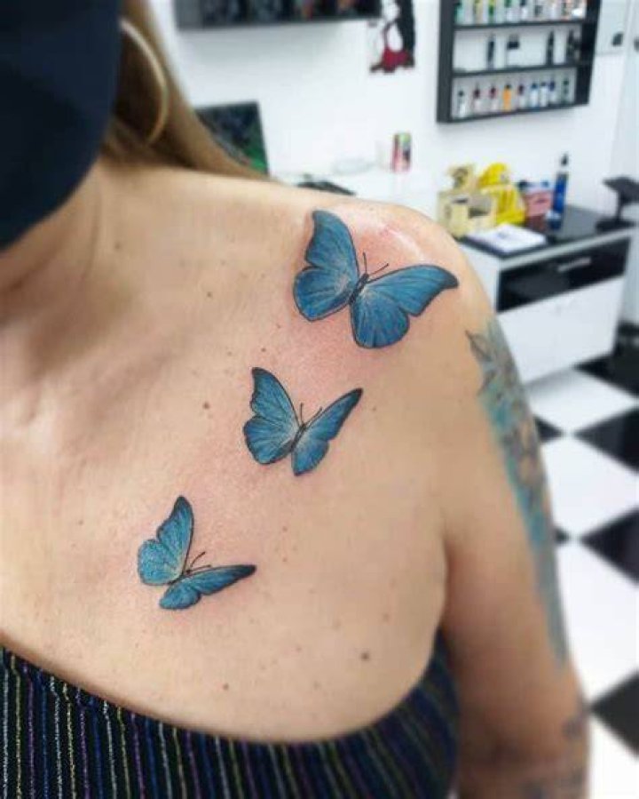 Shoulder Blue Butterfly Tattoos rudiredmantattoo