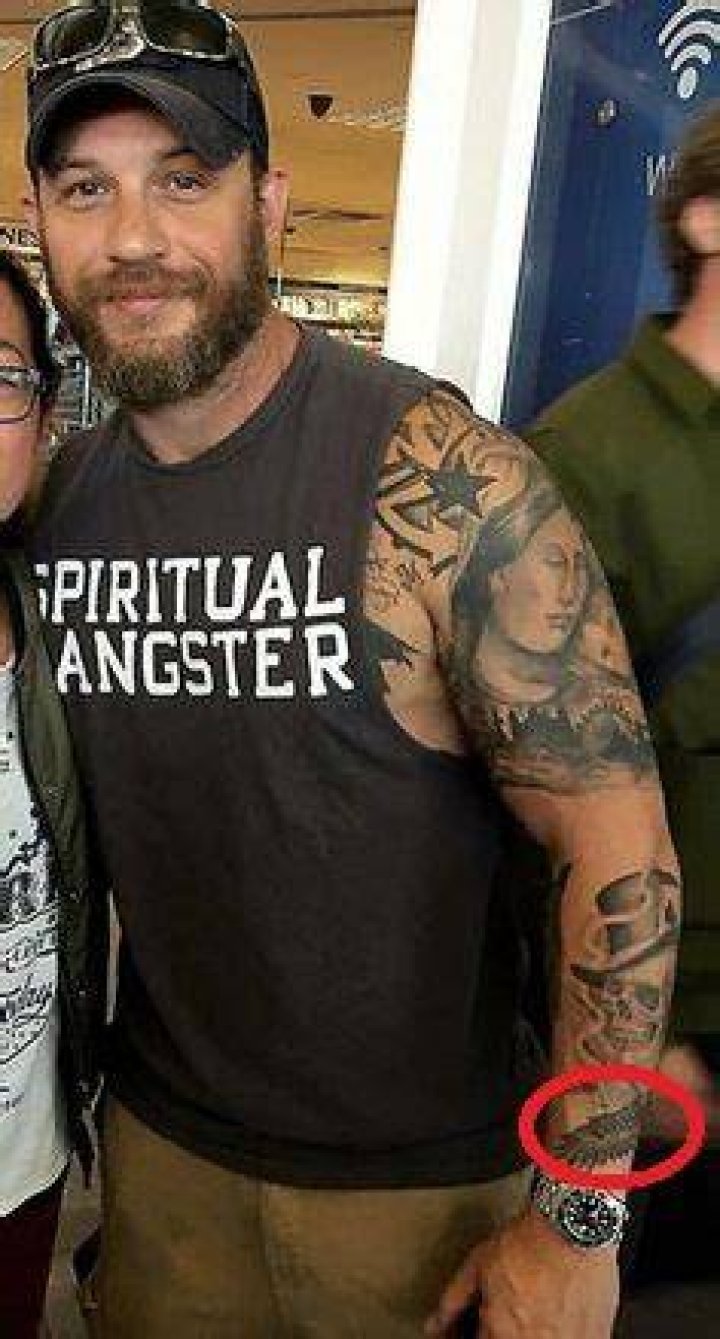 tom hardy feather tattoo