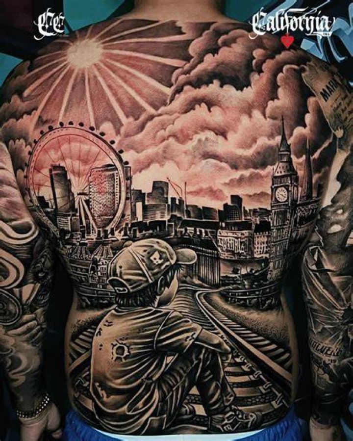 tom hardy london skyline tattoo