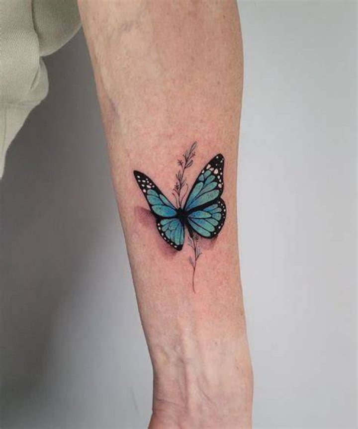 Upperarm Blue Butterfly Tattoos kylejohnson.tattoos